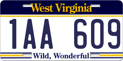 WV license plate 1AA609