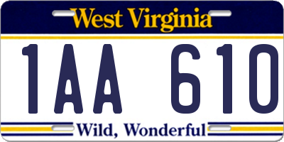 WV license plate 1AA610