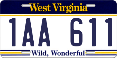 WV license plate 1AA611