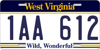 WV license plate 1AA612