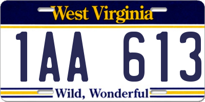 WV license plate 1AA613