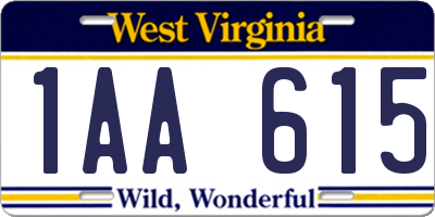 WV license plate 1AA615