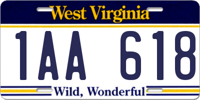 WV license plate 1AA618