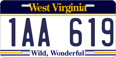 WV license plate 1AA619