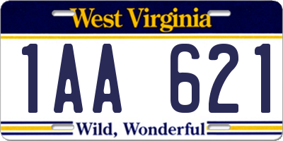 WV license plate 1AA621