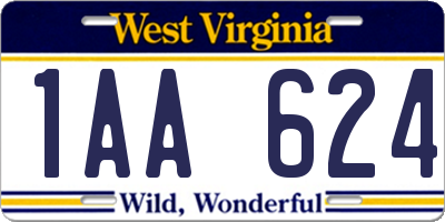 WV license plate 1AA624