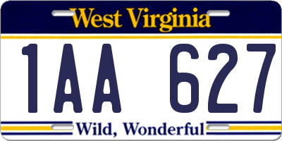 WV license plate 1AA627