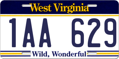 WV license plate 1AA629