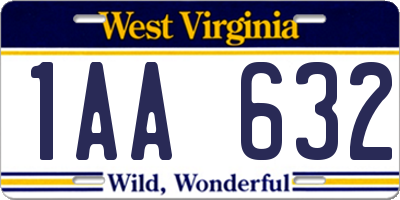 WV license plate 1AA632