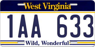 WV license plate 1AA633