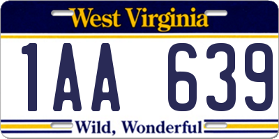 WV license plate 1AA639