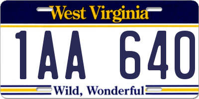 WV license plate 1AA640