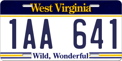 WV license plate 1AA641