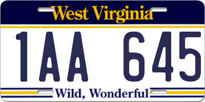 WV license plate 1AA645