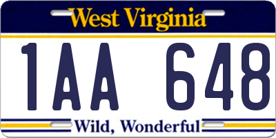 WV license plate 1AA648