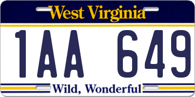 WV license plate 1AA649
