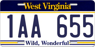 WV license plate 1AA655