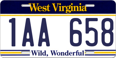 WV license plate 1AA658