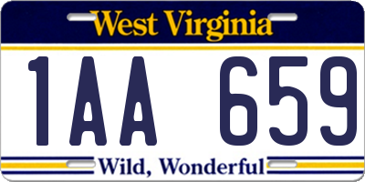 WV license plate 1AA659