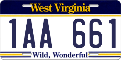 WV license plate 1AA661