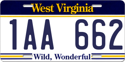 WV license plate 1AA662