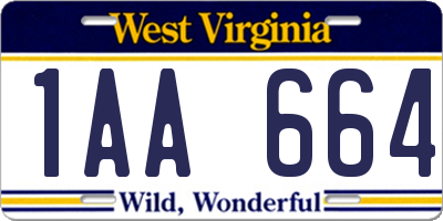 WV license plate 1AA664