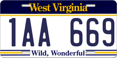WV license plate 1AA669