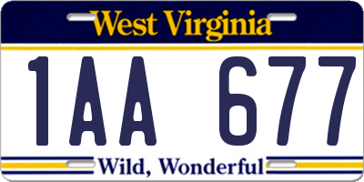 WV license plate 1AA677