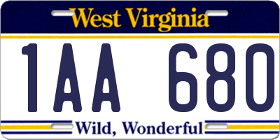 WV license plate 1AA680