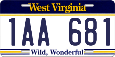 WV license plate 1AA681