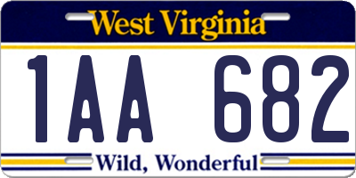 WV license plate 1AA682