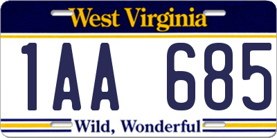 WV license plate 1AA685