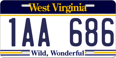 WV license plate 1AA686