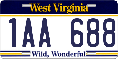 WV license plate 1AA688