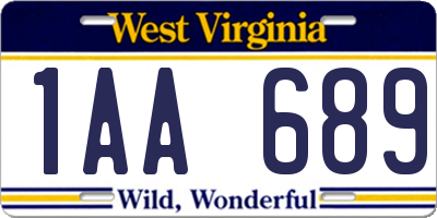 WV license plate 1AA689