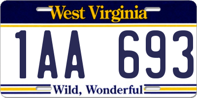 WV license plate 1AA693