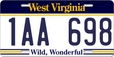 WV license plate 1AA698