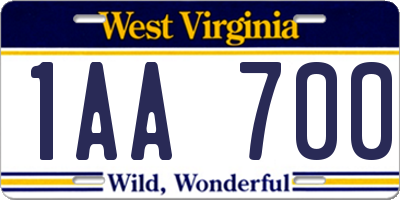 WV license plate 1AA700