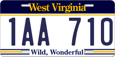 WV license plate 1AA710