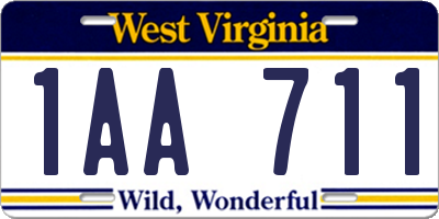 WV license plate 1AA711