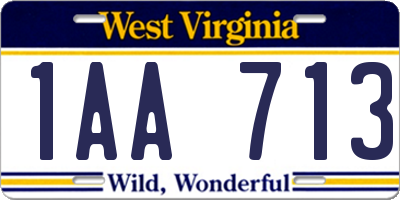 WV license plate 1AA713