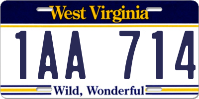 WV license plate 1AA714