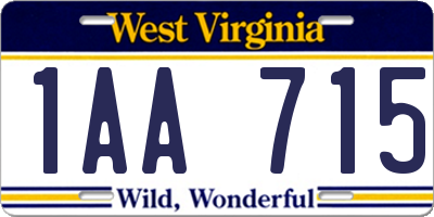 WV license plate 1AA715