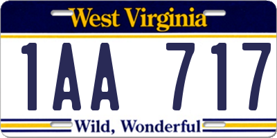 WV license plate 1AA717