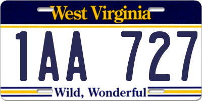 WV license plate 1AA727