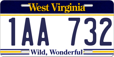 WV license plate 1AA732