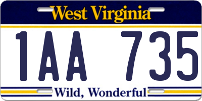 WV license plate 1AA735