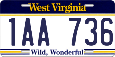 WV license plate 1AA736