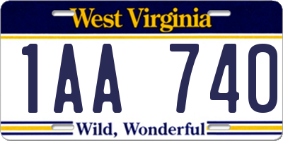 WV license plate 1AA740