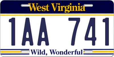 WV license plate 1AA741